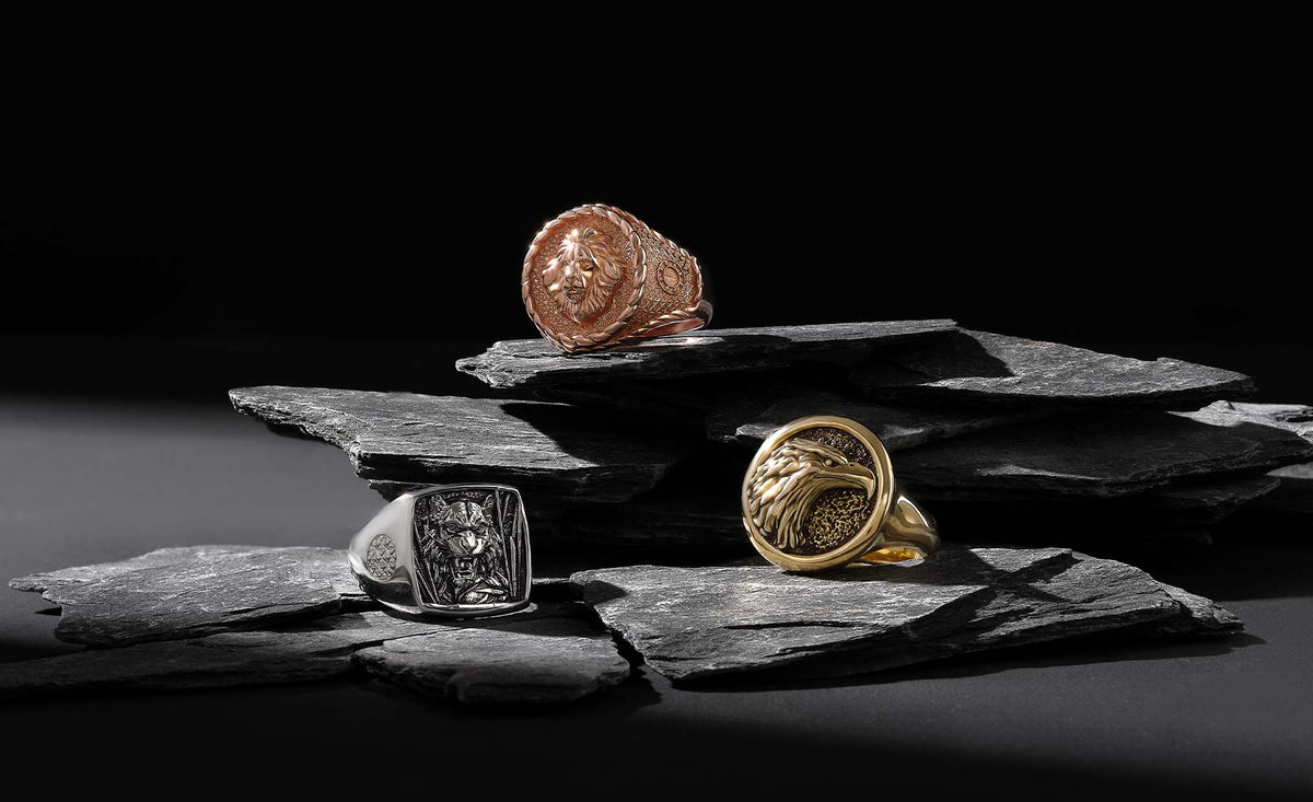Atolyestone Solid Silver and Gold Rings with Animal Motifs