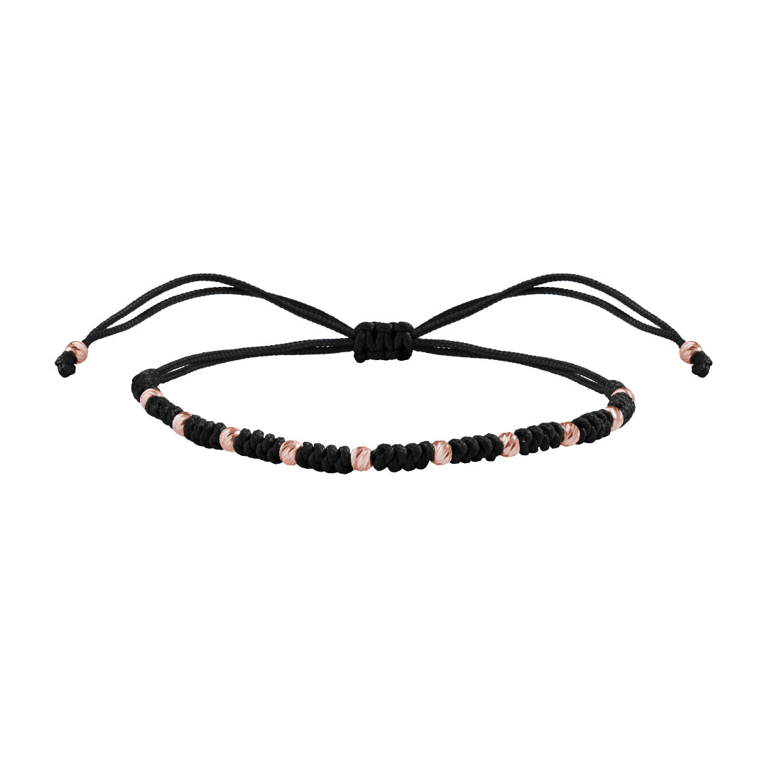 10 Balls Macramer Bracelet in 14K Real Gold - Black & Rose Gold