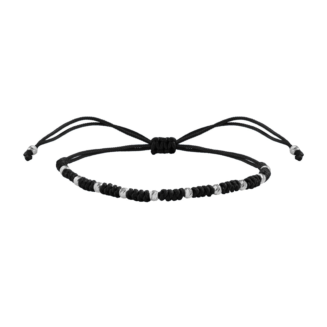 10 Balls Macramer Bracelet in 14K Real Gold - White Gold & Black