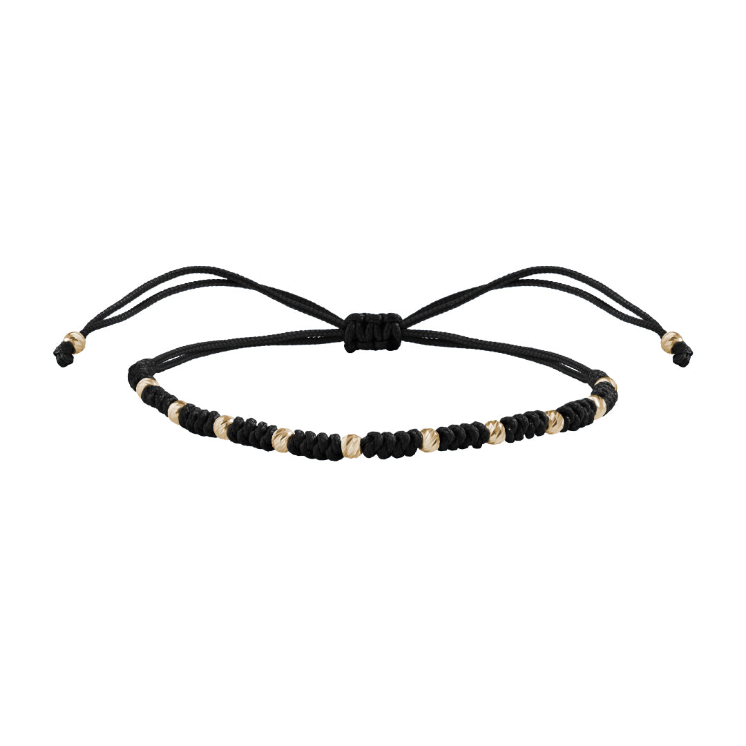 10 Balls Macramer Bracelet in 14K Real Gold - Black & Yellow Gold