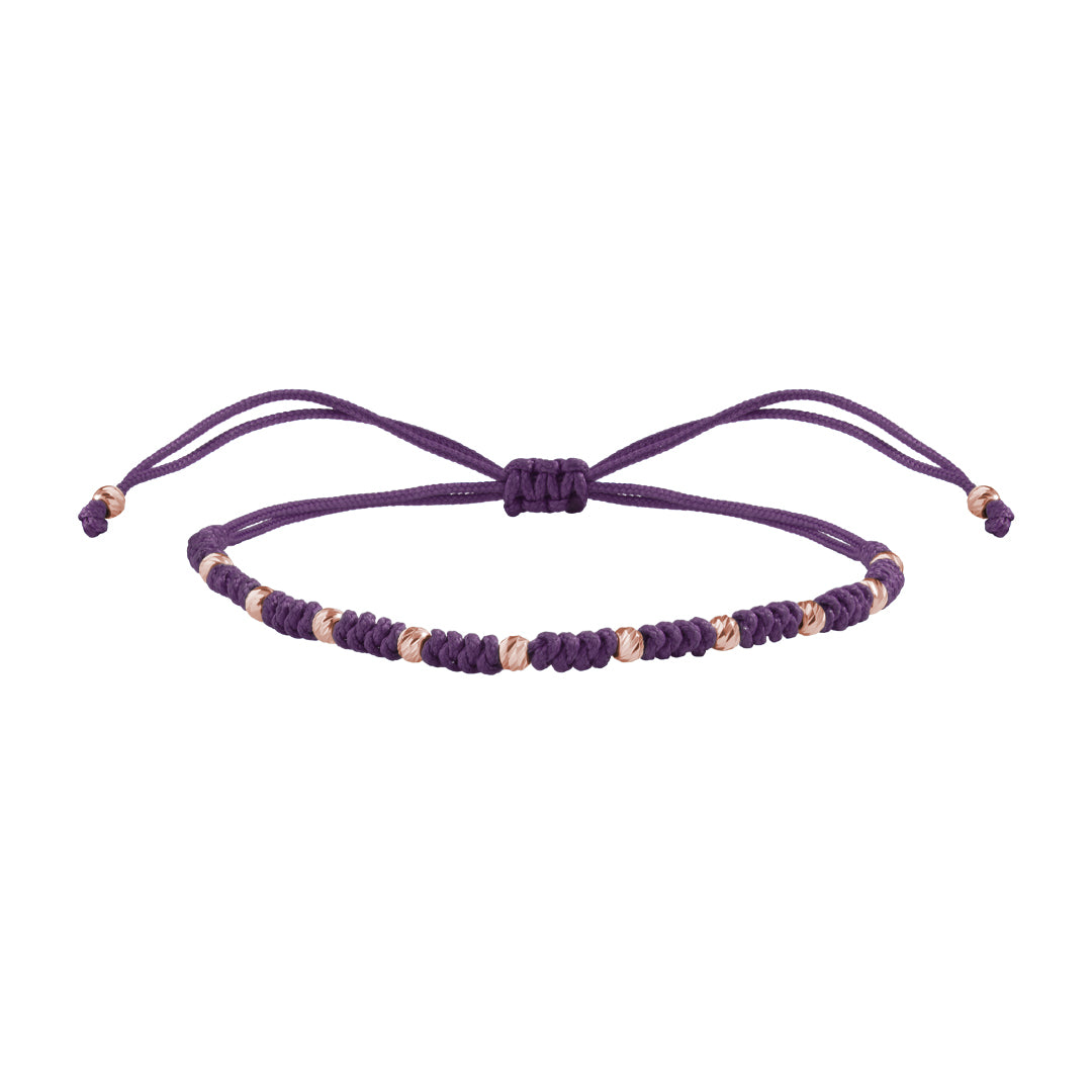 10 Balls Macramer Bracelet in 14K Real Gold - Purple & Rose Gold
