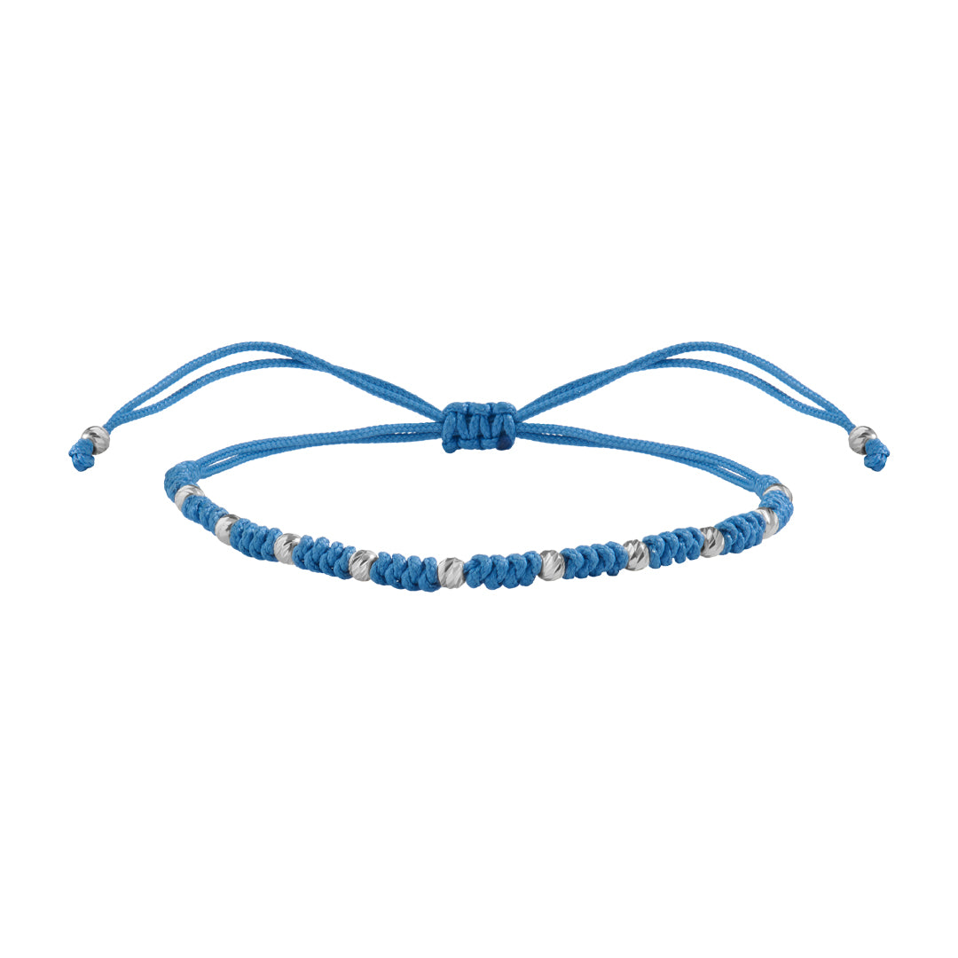 10 Balls Macramer Bracelet in 14K Real Gold - Saxe Blue & White Gold