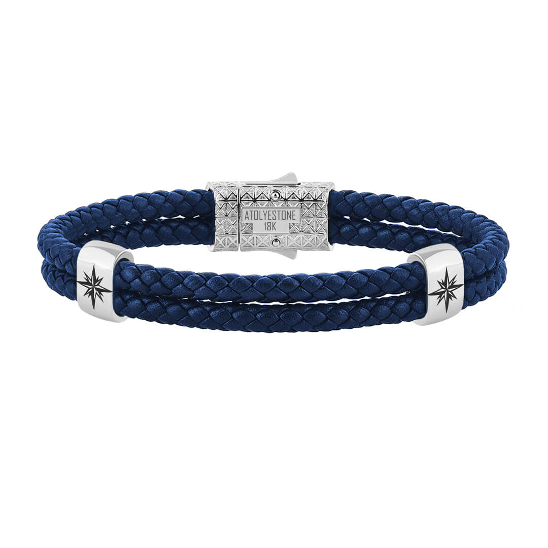 Atolyestone North Star Elements in Solid Gold - Blue Leather White Gold