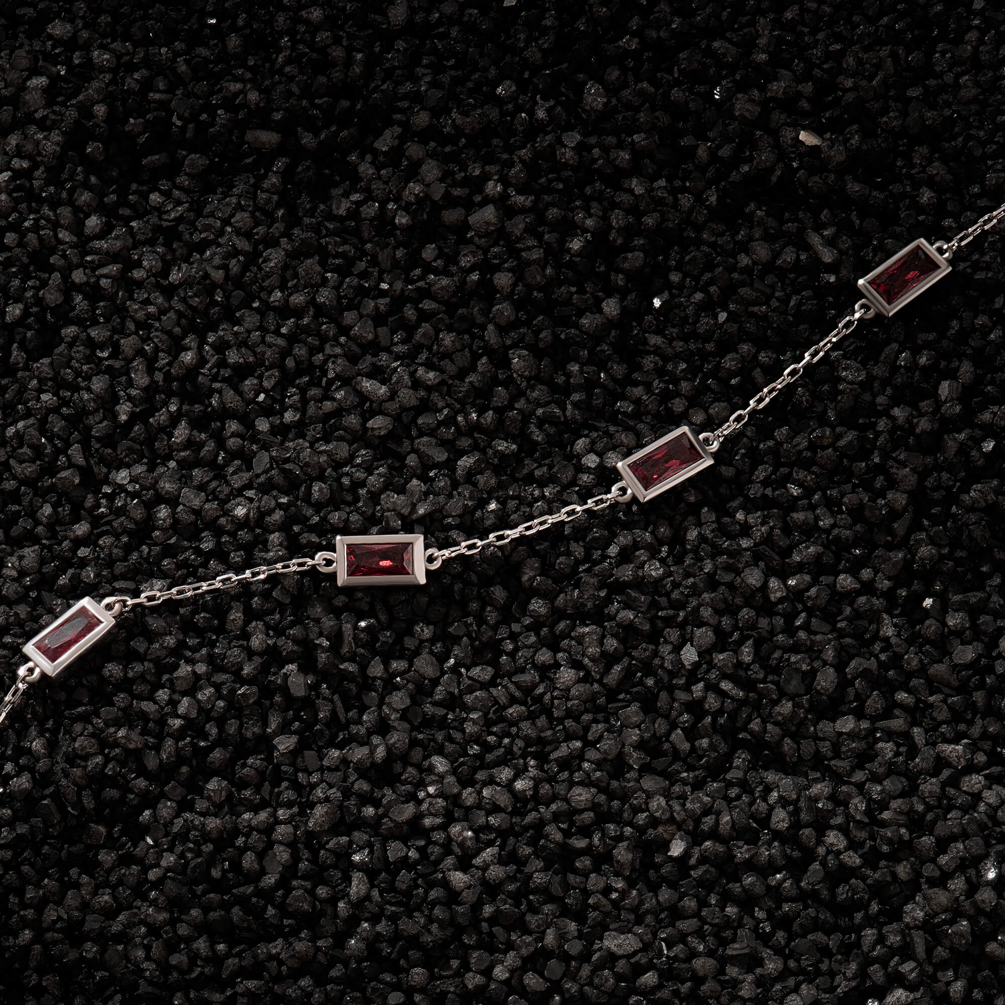 Lab-Grown Stones Baguette Chain Bracelet in 925 Silver