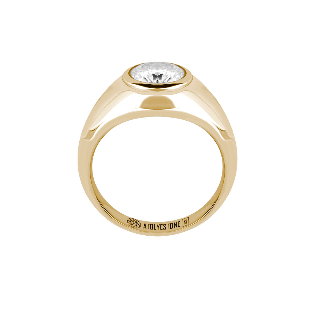 Men's 1.95ct Round Cut Moissanite Signet Ring in Real Gold