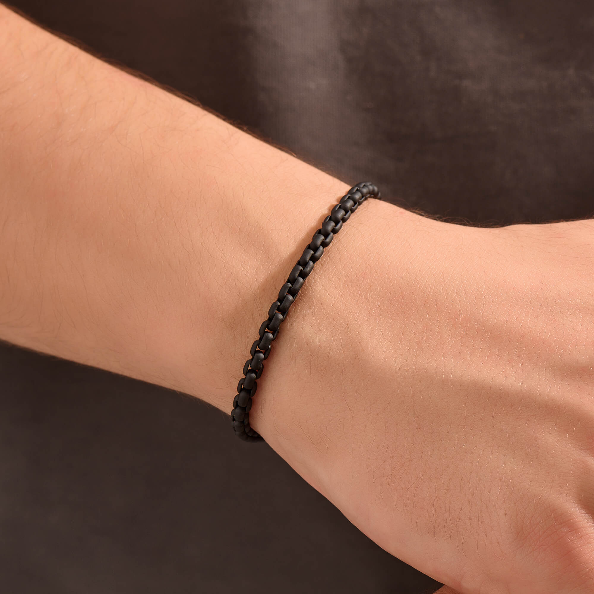 Men's Ceramic Box Chain Bracelet in Black