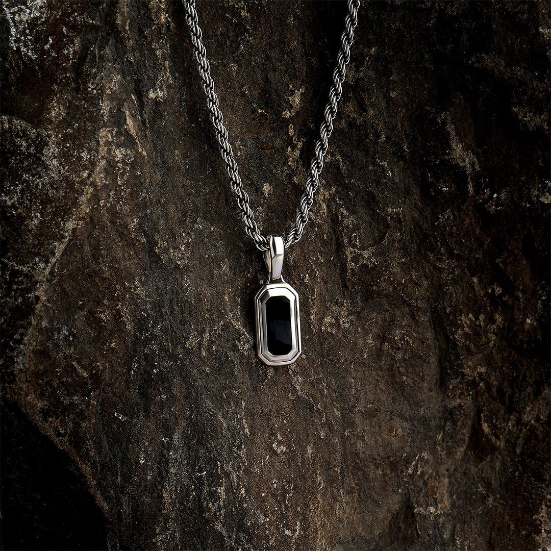 Black Tag Pendant in Gold