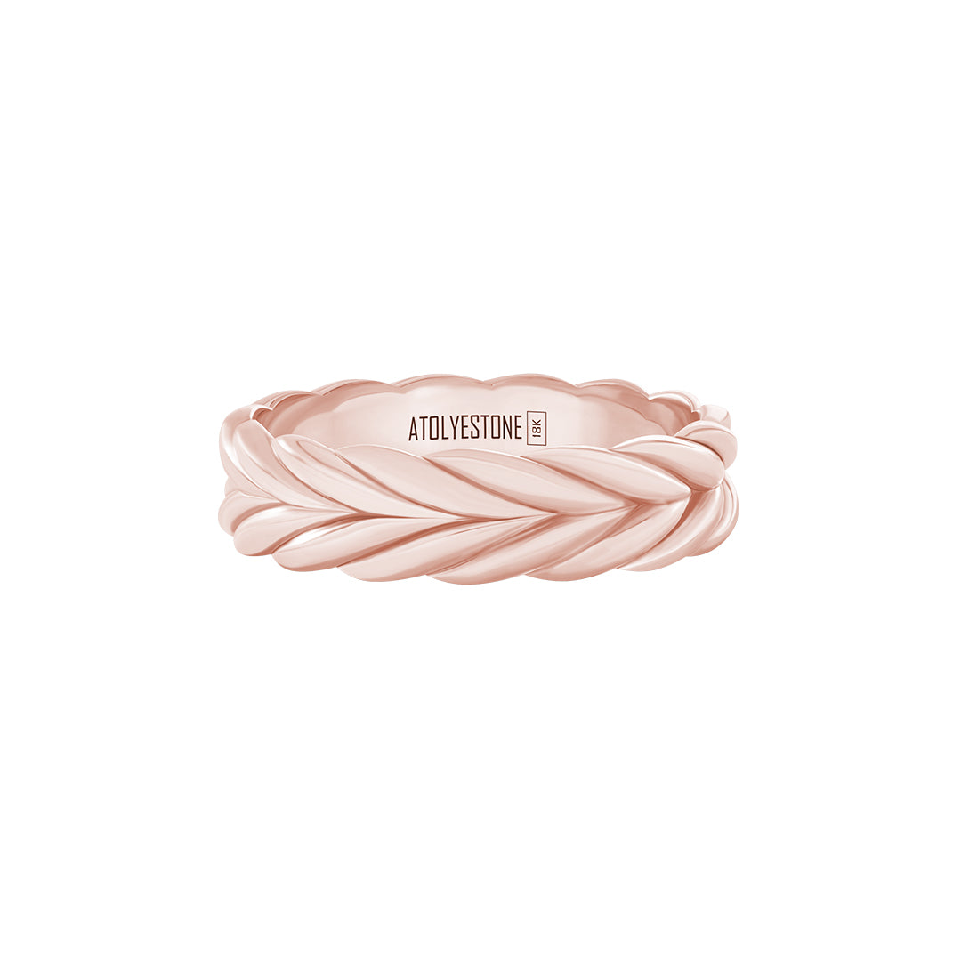 Braided Band Ring in Solid Rose Gold