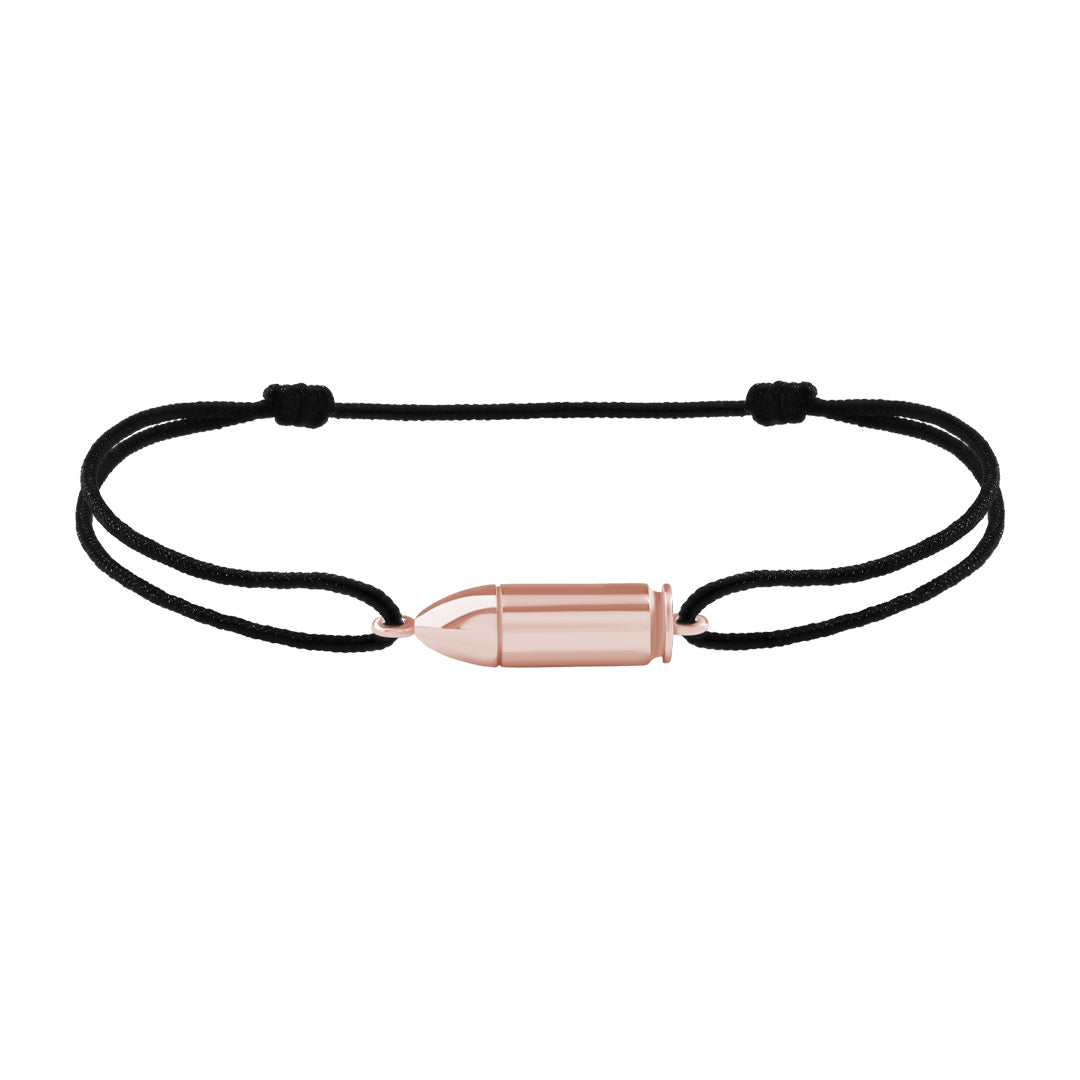 Men's Real Gold Bullet Charm Macrame Bracelet - Rose Gold