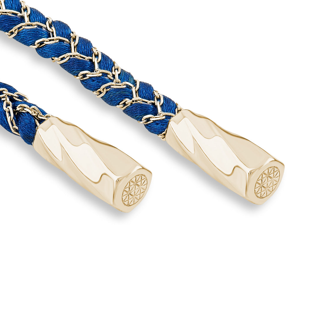 14K Solid Gold Chain and Silk Rope Braided Bracelet