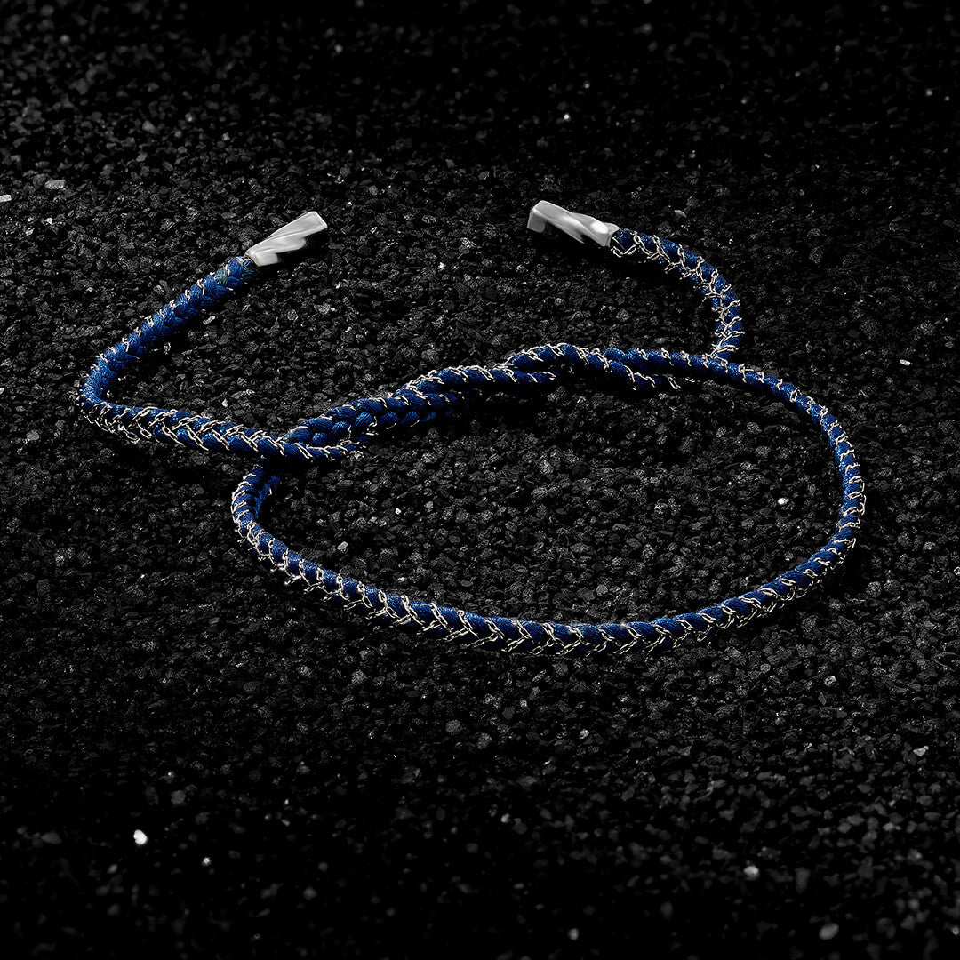 14k Solid Gold Chain and Silk Braided Bracelet