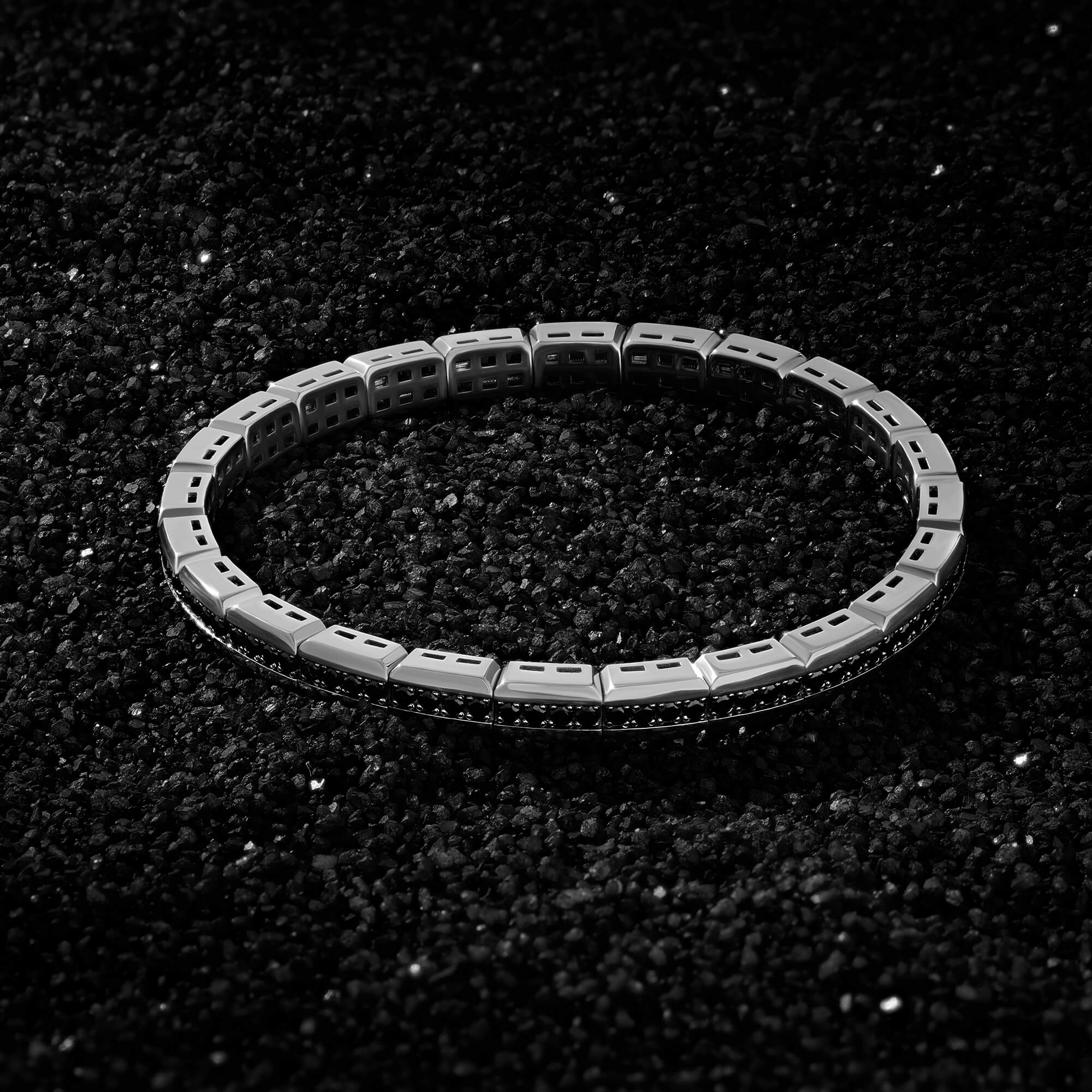 Solid Silver Channel Pave Tennis Bracelet