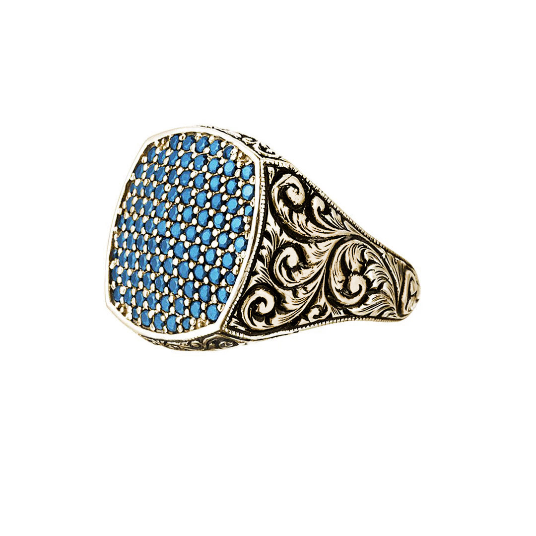 Classic Cushion Pave Ring - Yellow Gold - Pave Sapphire