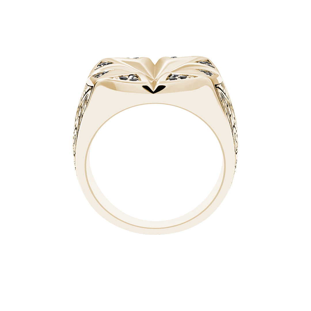 Atolyestone Yellow Real Gold Classic North Star Signet Ring