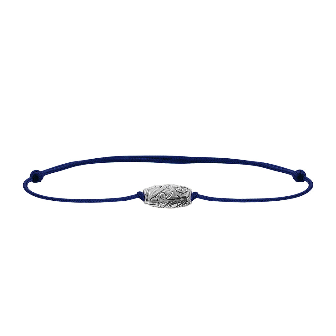 Classic Oval Charm Macrame Bracelet in 925 Sterling Silver - Blue String