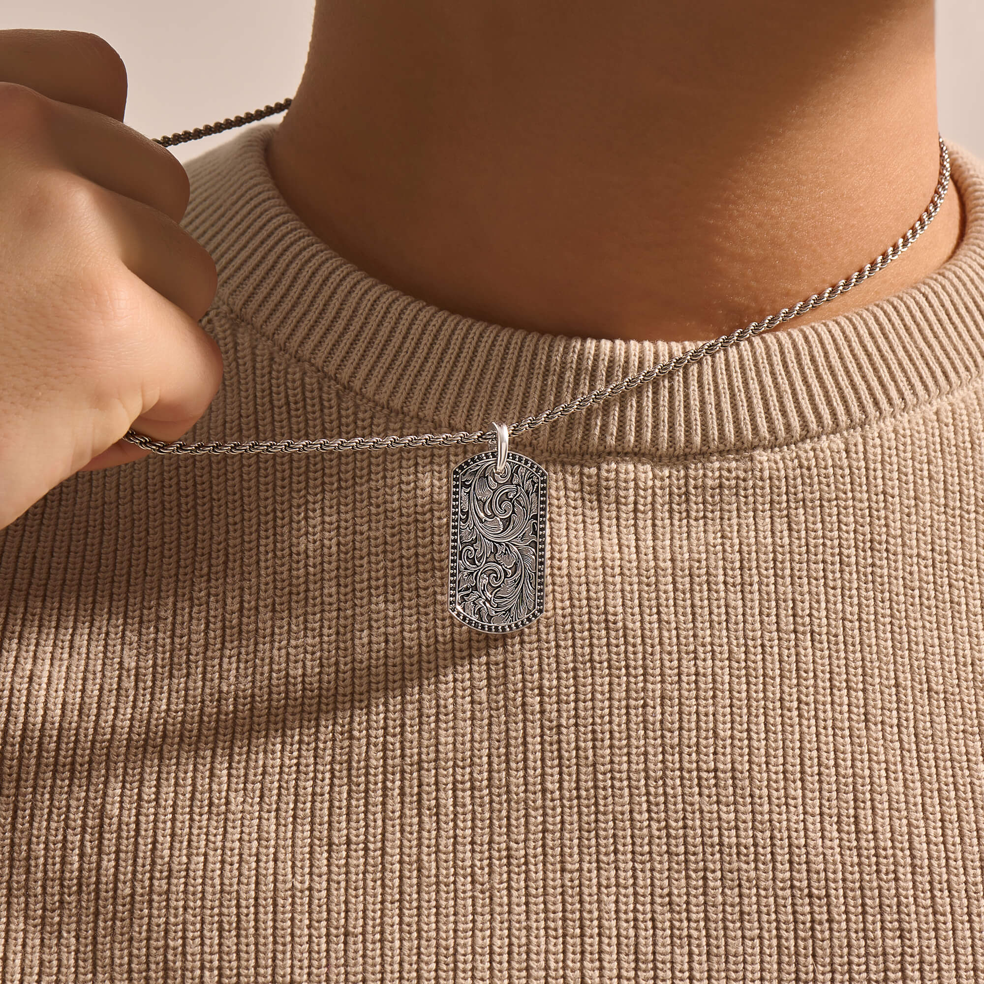 Classic Pave Soldier Tag Pendant in Real Gold
