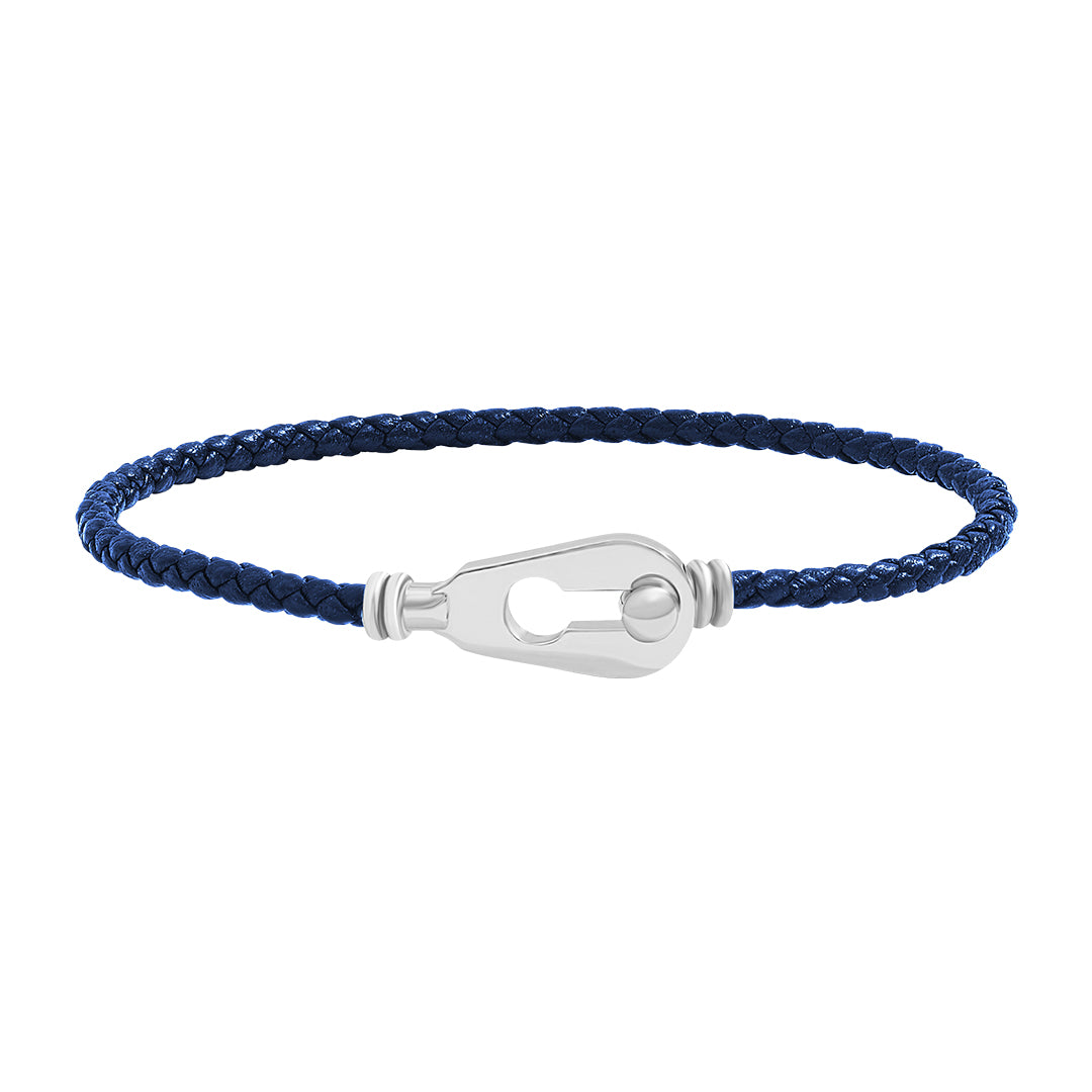 Clique Leather Bracelet in 925 Solid Silver - Blue Nappa Silver