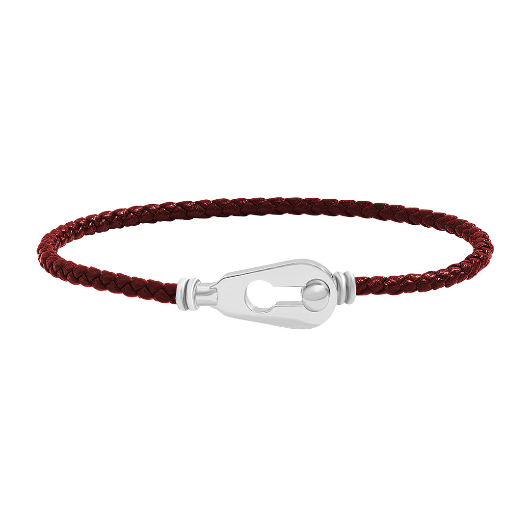 Clique Leather Bracelet in Silver - Dark Red Nappa Silver