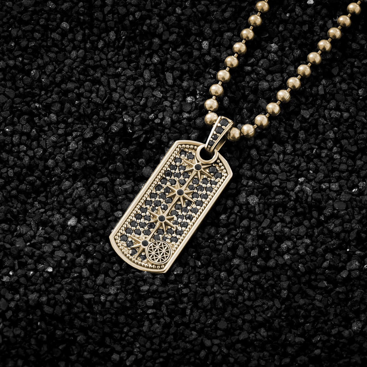 Constellation Tag Star Pattern Paved Pendant in Solid Gold