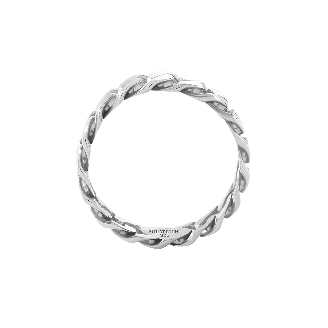 Cuban Link Solid Silver Band Ring