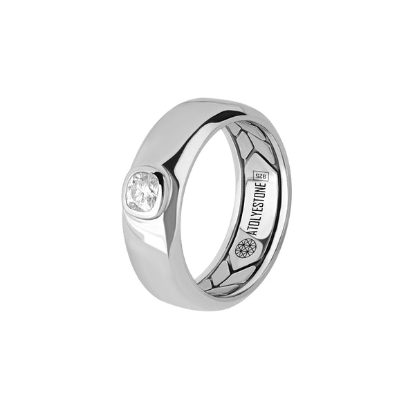 Men's 0.34ct Moissanite Band Ring in 925 Solid Silver