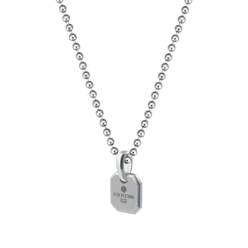 Cushion Square Tag Pendant in Solid Silver