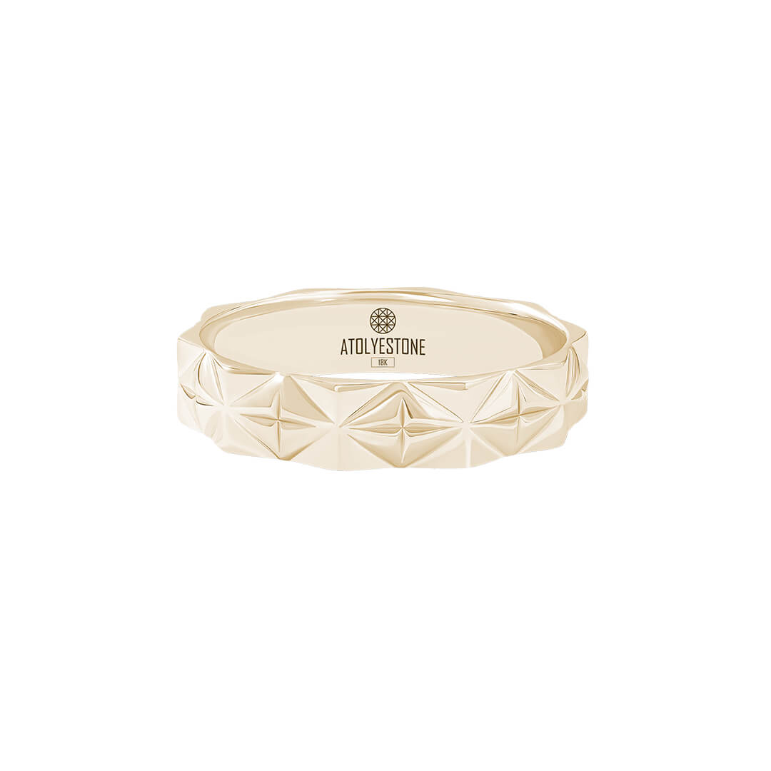 Diamond Cut Band Ring in Solid Gold