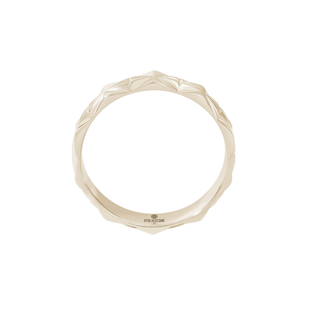 Solid Yellow Gold Diamond Cut Band Ring