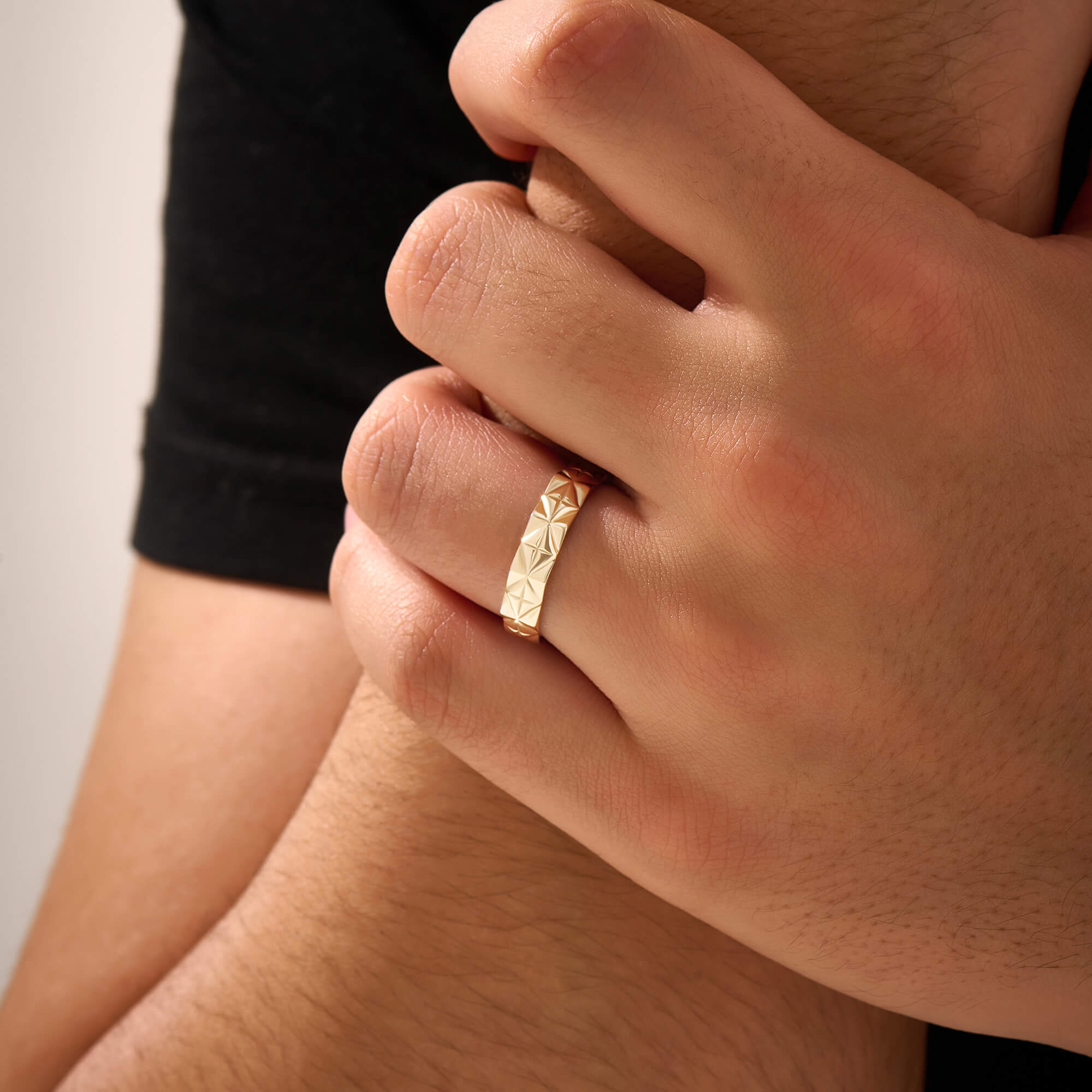 Men's Solid Gold Diamond Cut Band Ring