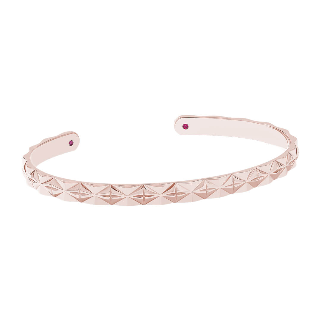 Diamond Cut Cuff Bracelet in Solid Rose Gold
