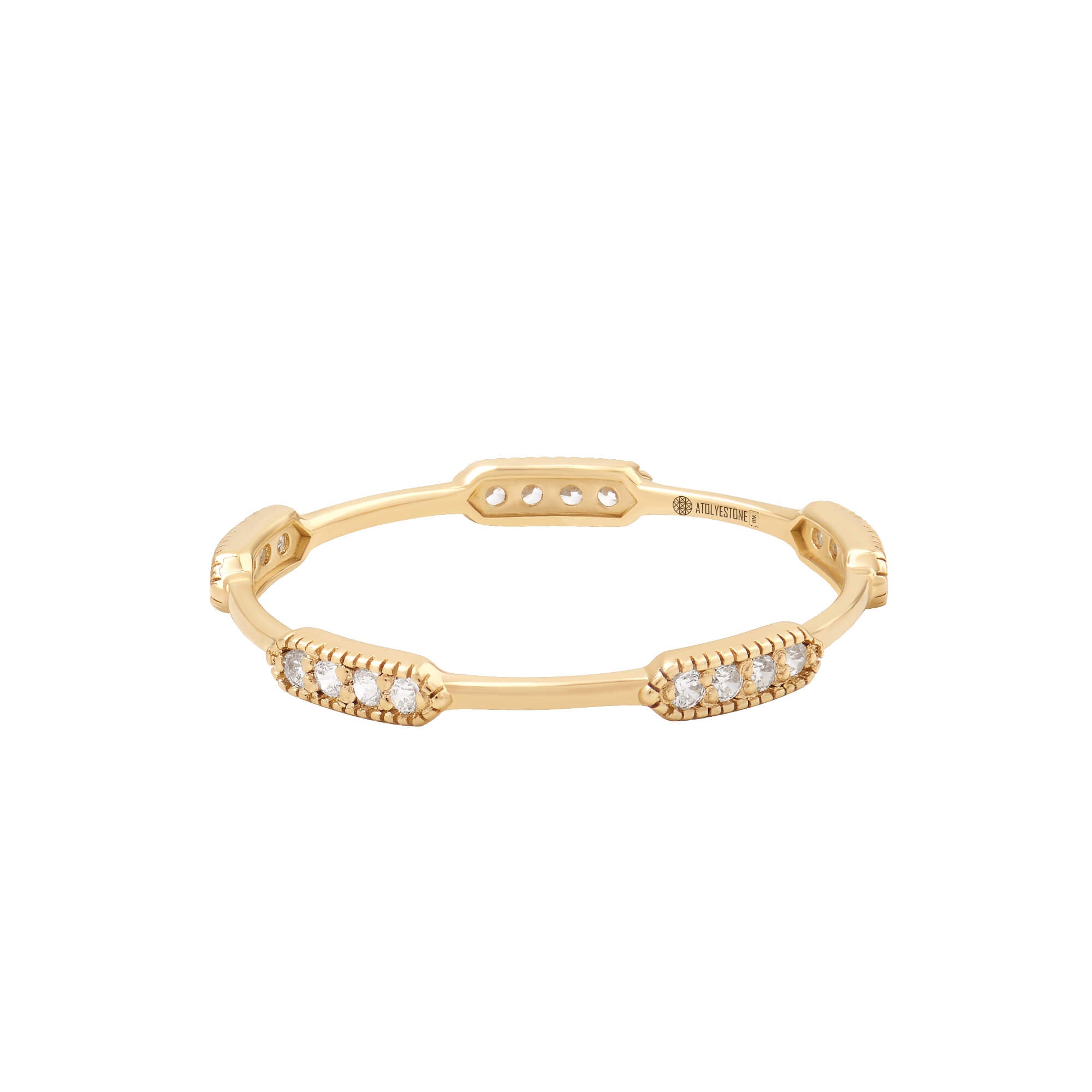 Diamond Milgrain Eternity Ring in Solid Yellow Gold