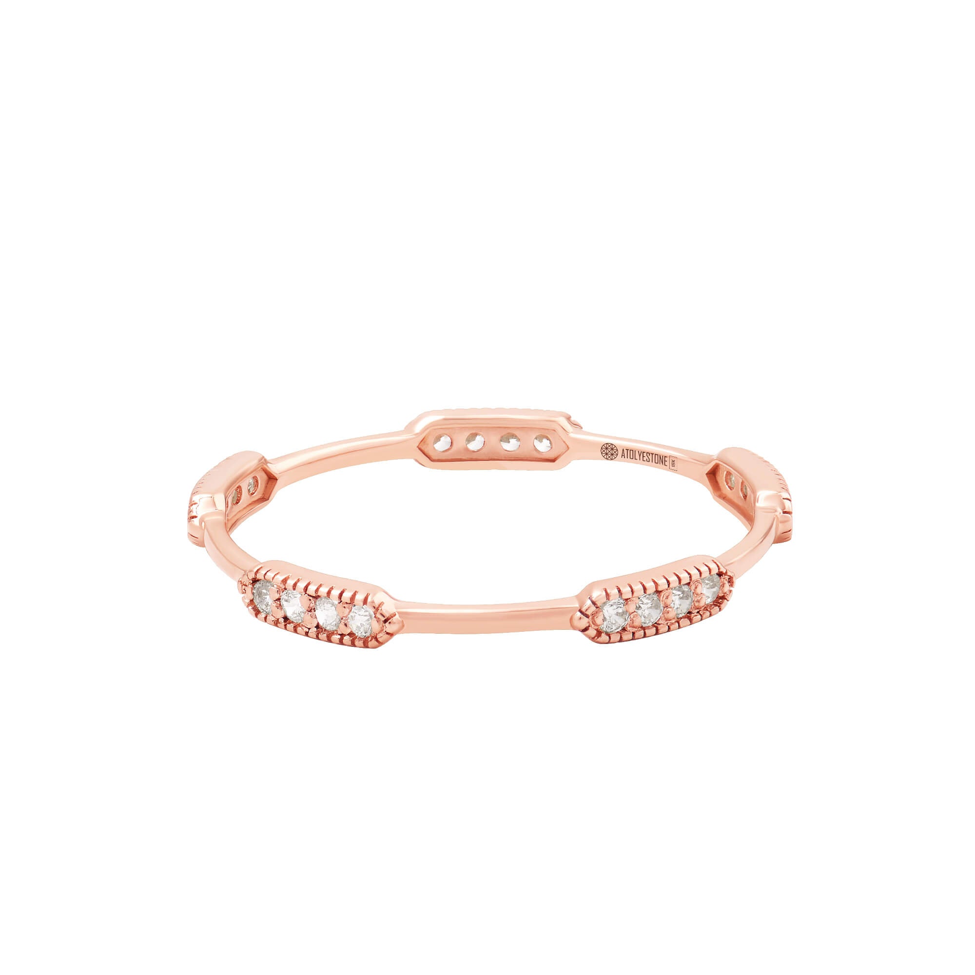 Diamond Milgrain Eternity Ring in Solid Rose Gold