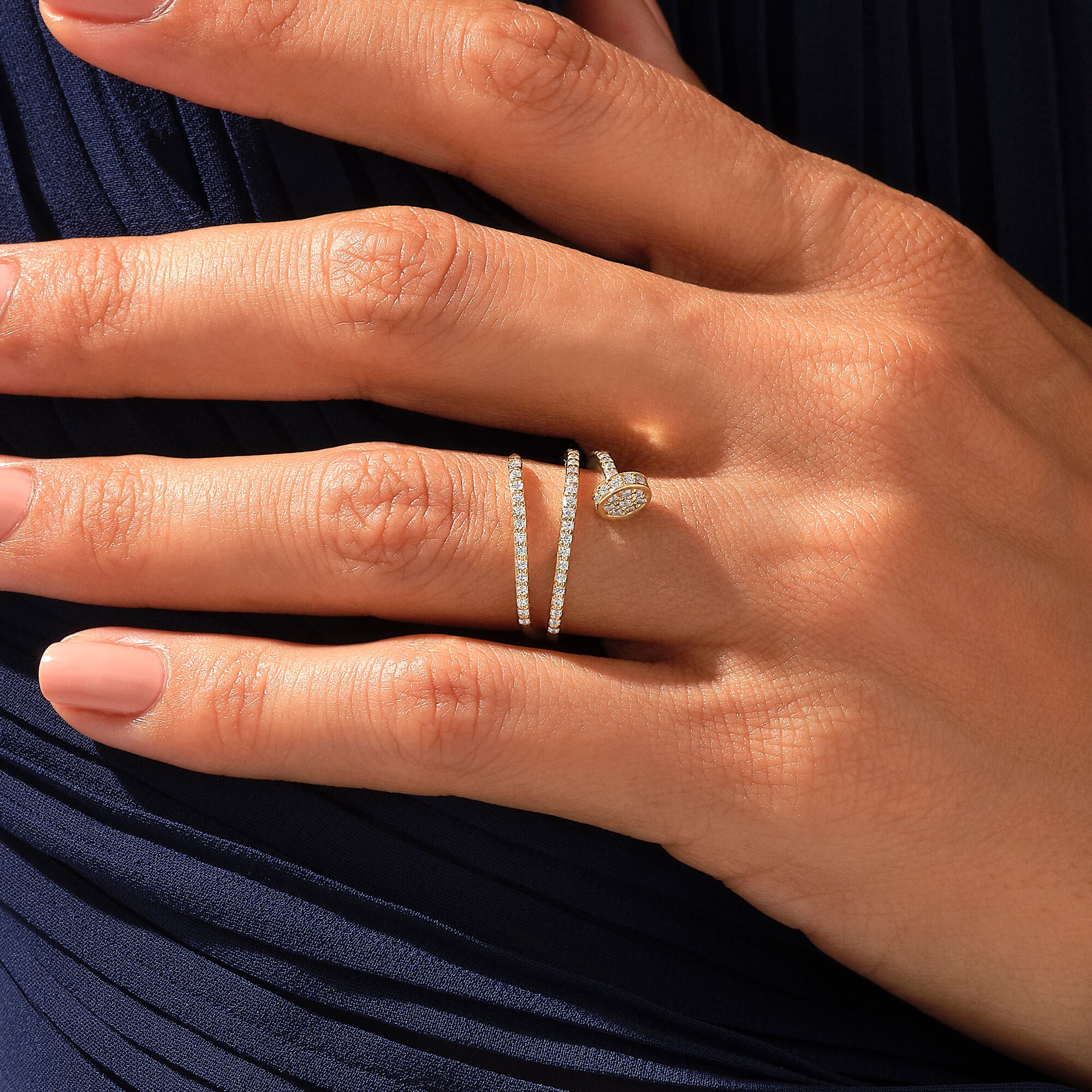 0.37 ctw Diamond Pave Nail Ring - Real Gold