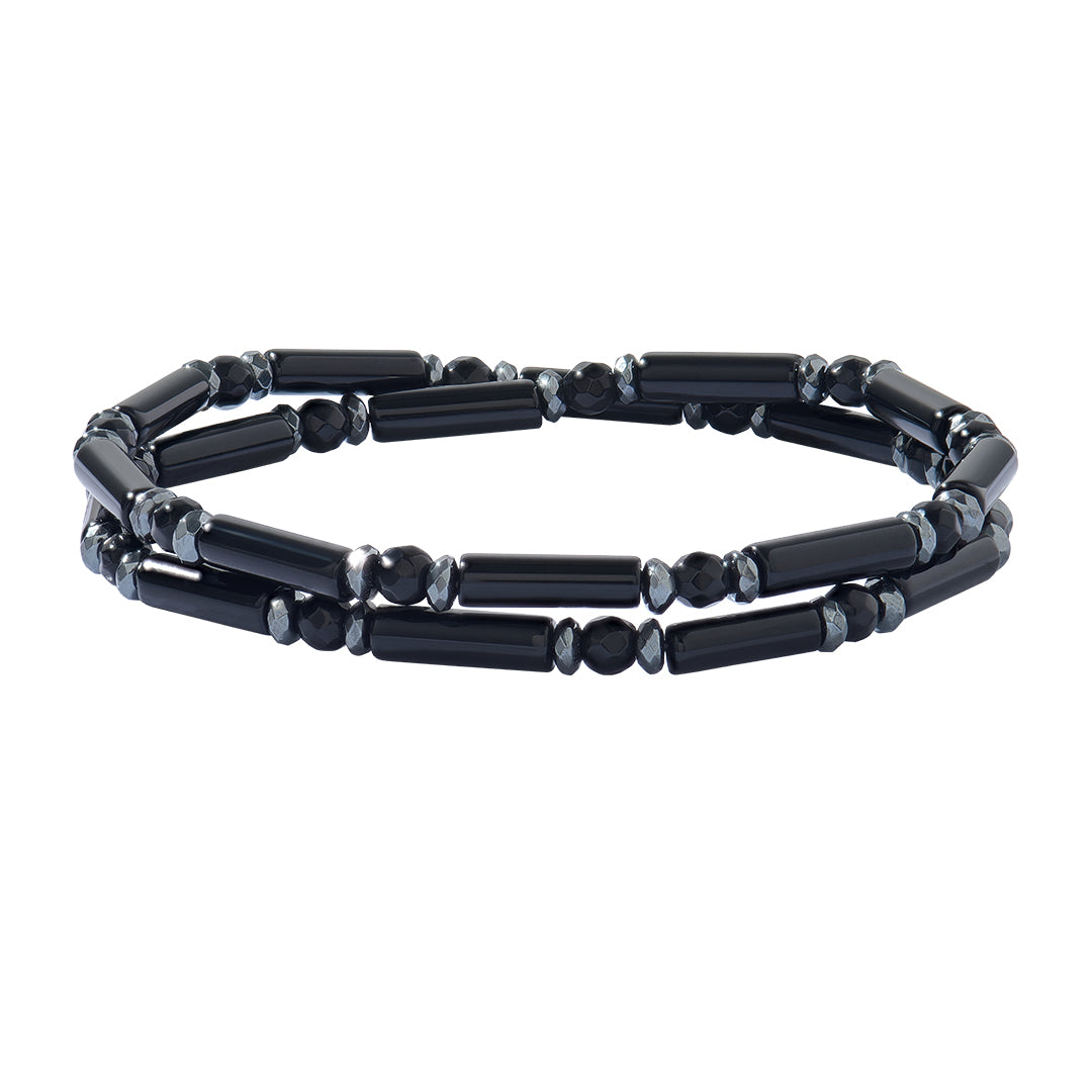 Double Agate Natural Stone Tube Beaded Bracelet
