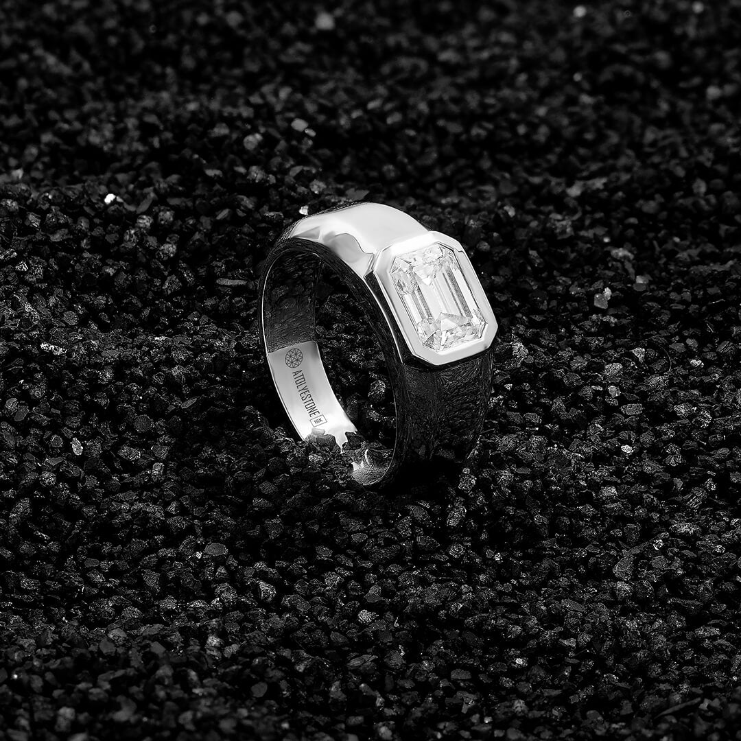 925 Solid Silver Emerald-Cut 1.80ct Moissanite Ring for Men