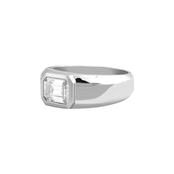 Men's 925 Sterling Silver Emerald-Cut 1.80ct Moissanite Ring