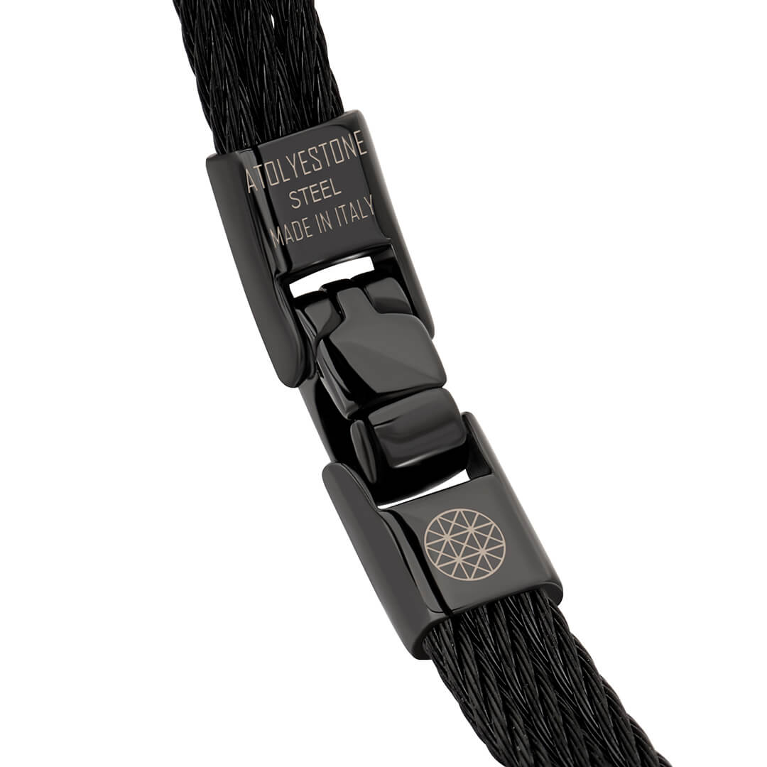 Empire Black Stainless Steel Cable Bracelet Clasp