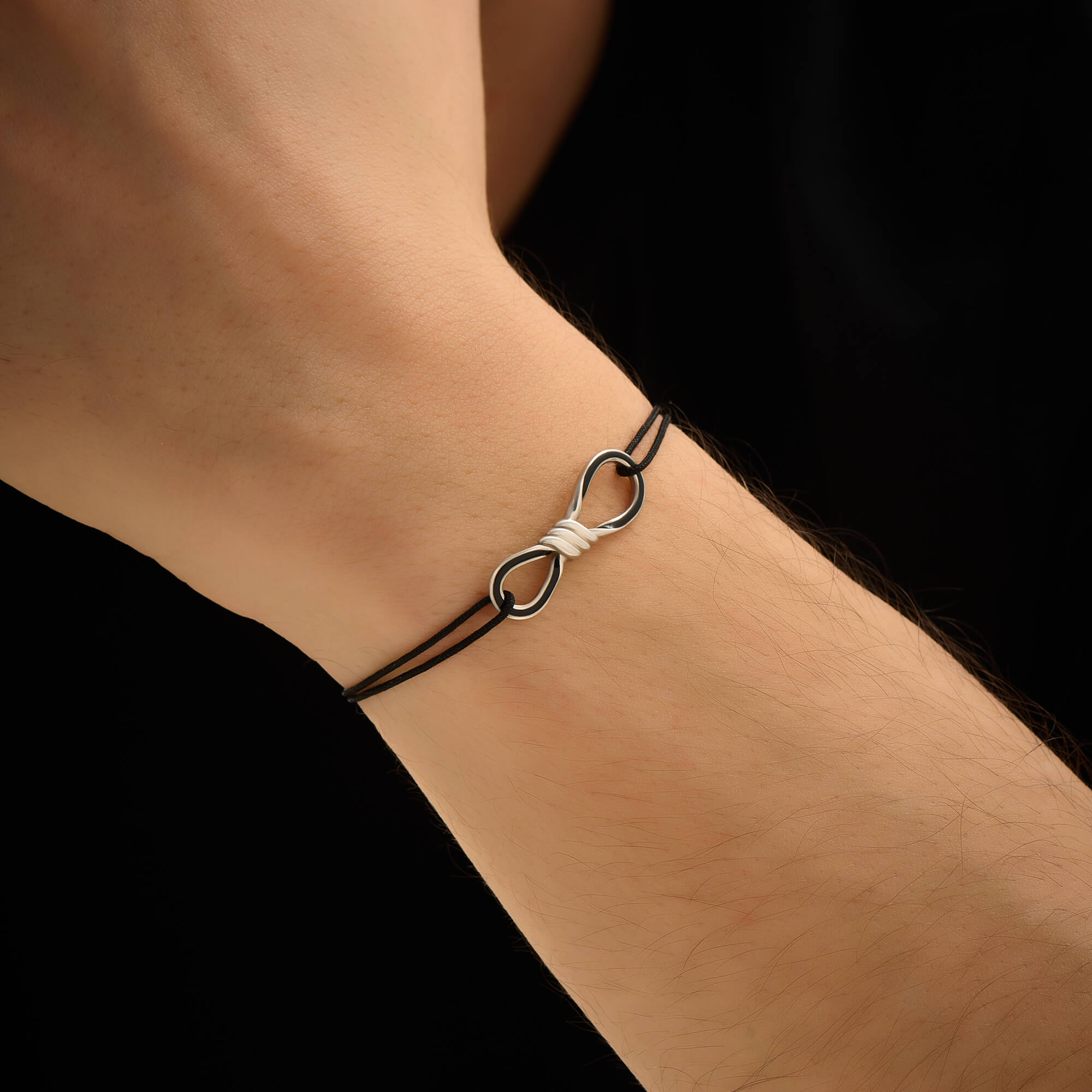 Men's 925 Silver Enamel Knot Macrame Bracelet