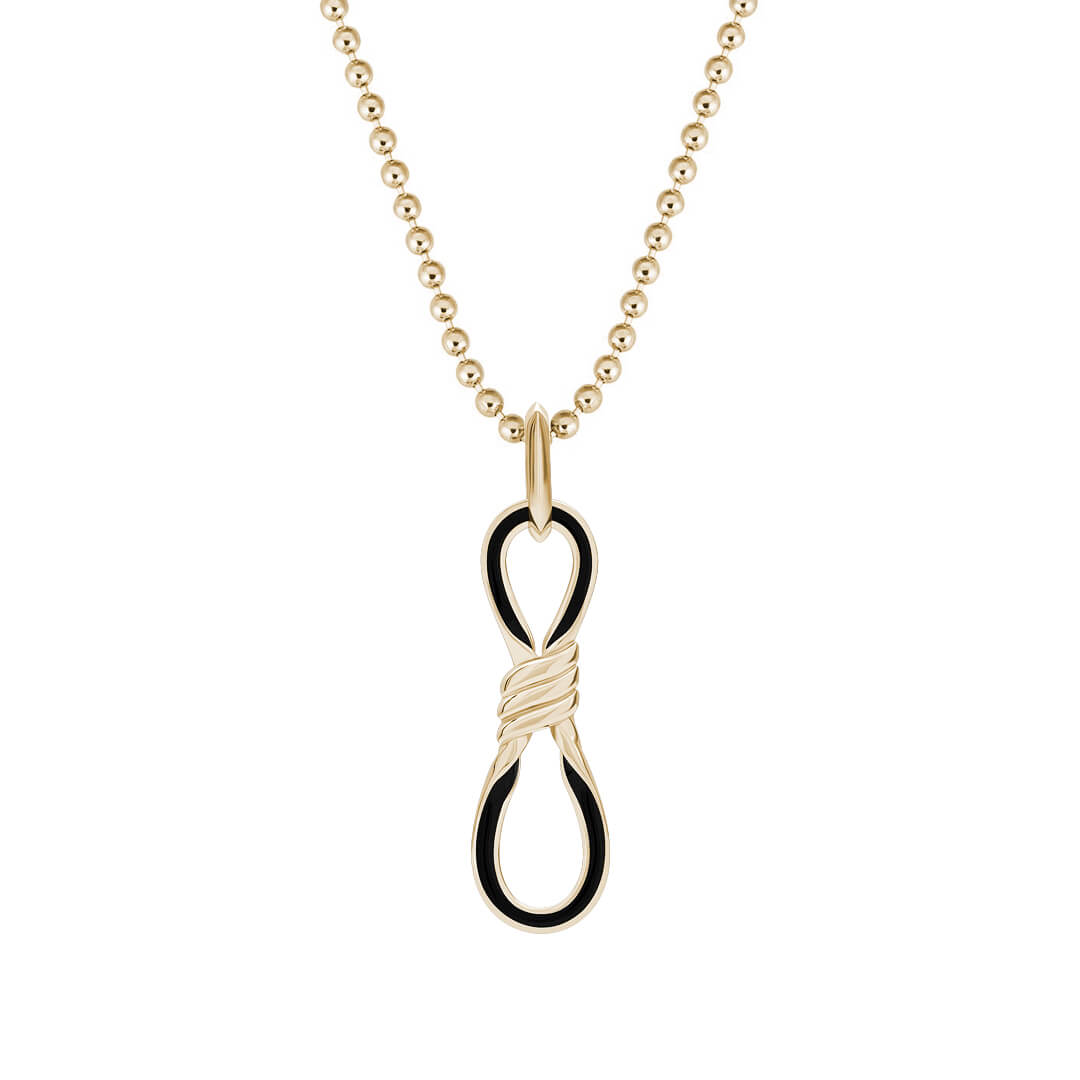 Enamel Infinity Knot Pendant in Solid Yellow Gold