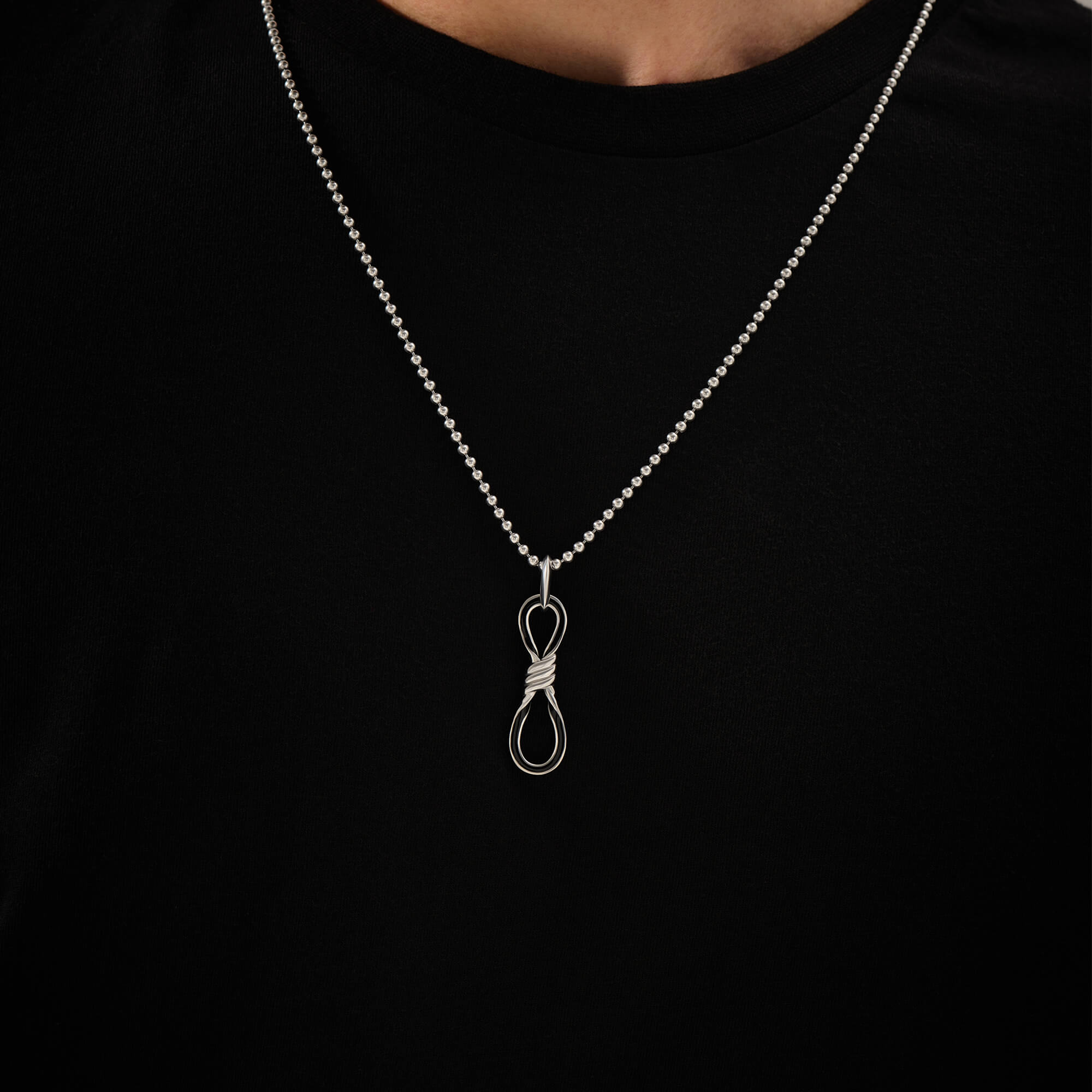 Men's Solid 925 Silver Enamel Infinity Knot Pendant