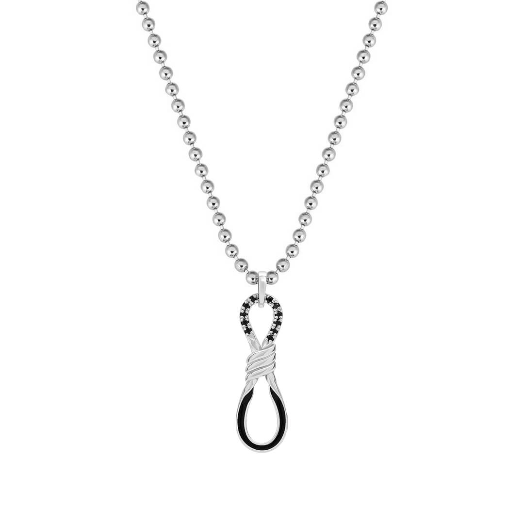 Solid Silver Enamel Pave Infinity Knot Pendant
