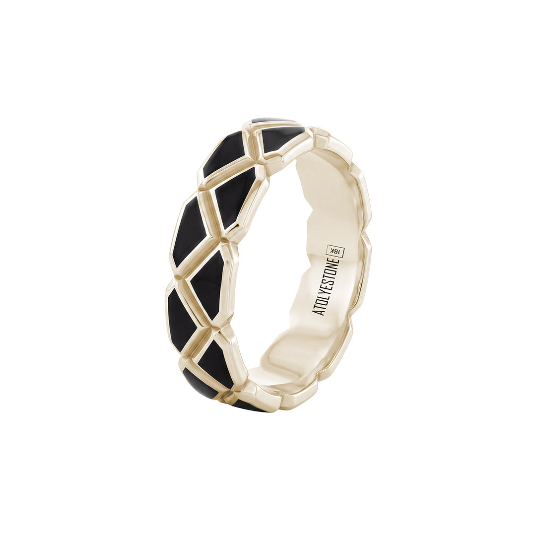 Enamel Triangle Band in Solid Gold