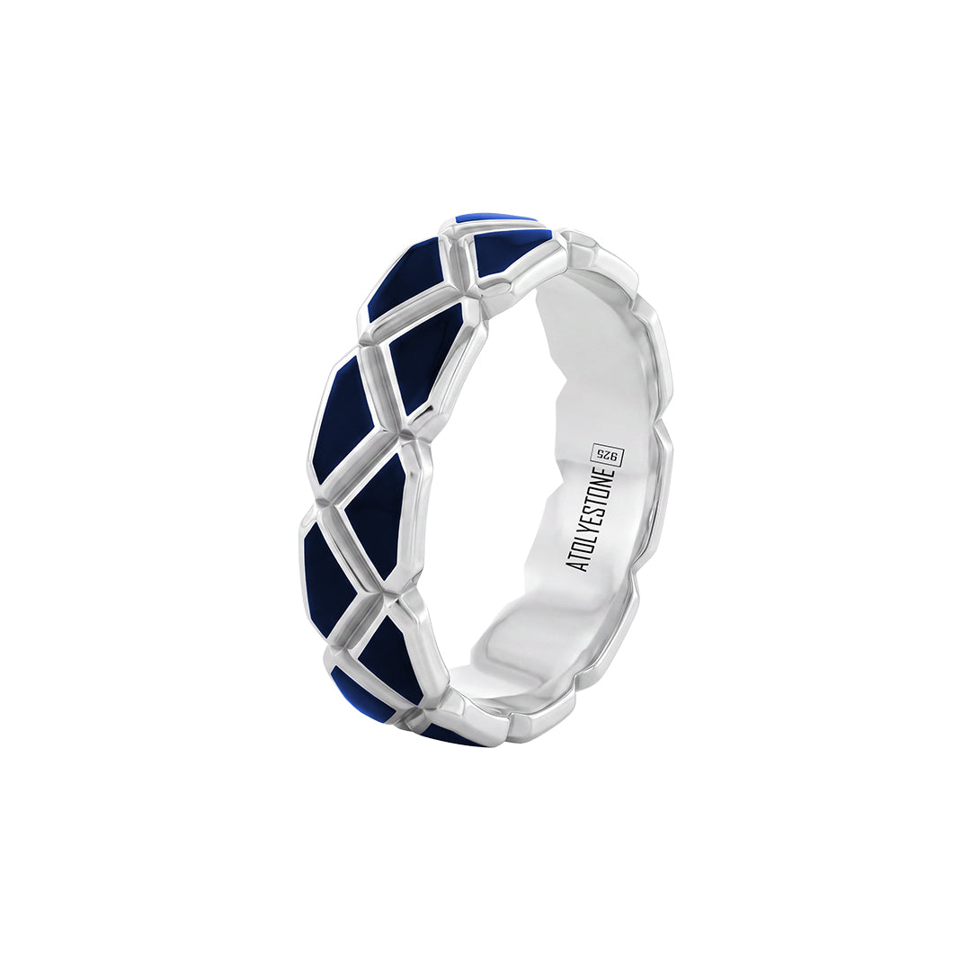 Enamel Solid Silver Triangle Band