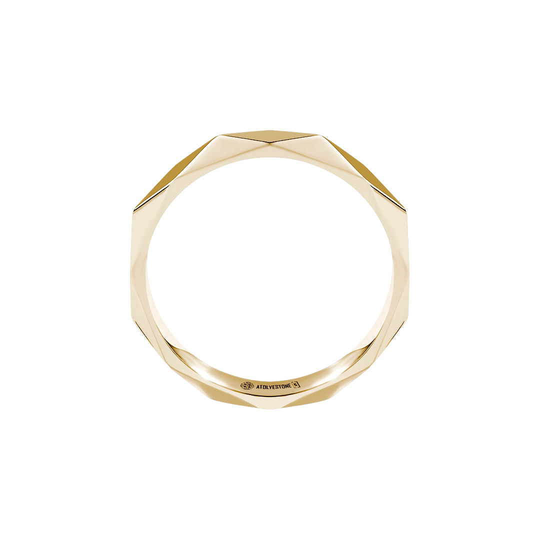 Men's Solid Gold Faceted Design Wedding Band