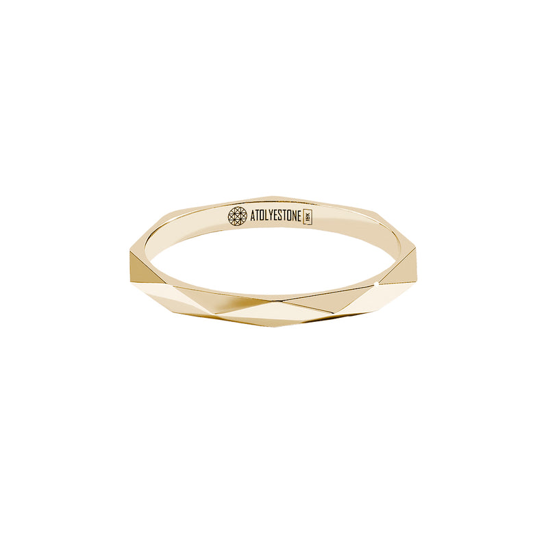 Men's Solid Gold Edgy Design Wedding Band