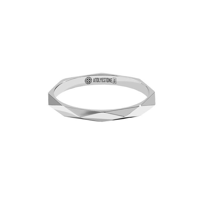 925 Sterling Silver Faceted Wedding Band for Men