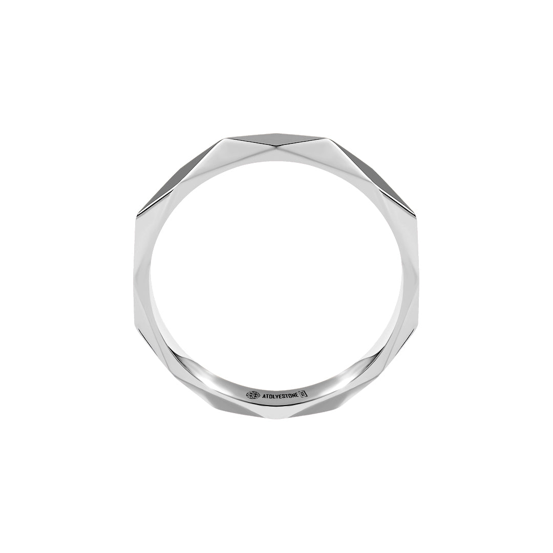 Men's Geometric Band Ring in Silver