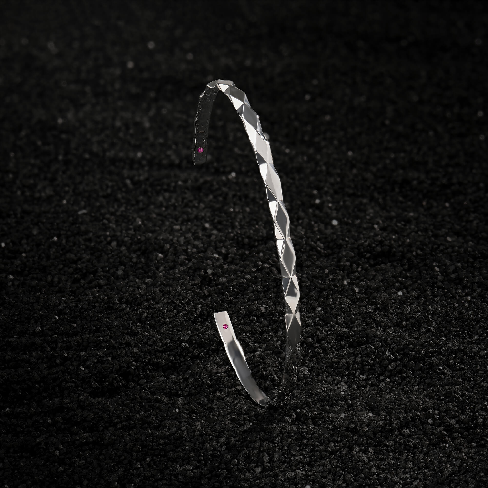 Faceted Cuff in Solid Silver