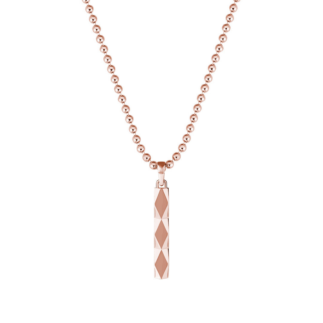 Men's Faceted Design Tag Necklace in Solid Rose Gold