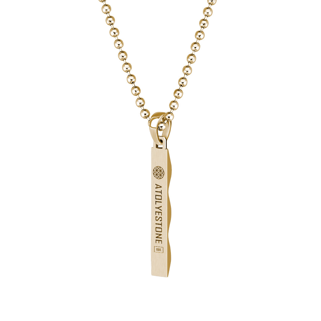 Men's Real Gold Faceted Design Tag Necklace